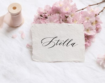 Luxury Handmade Paper Place Cards. Wedding Place Cards, Watercolour Calligraphy Place Cards for events, Modern Calligraphy Place Cards