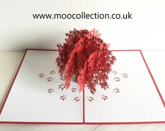 3D Pop Up Happy Valentine's Card, 3D Anniversary Card, 3D Colourful Trees Card, Personalised Romantic Card, Card for Couple, Paper Tree Card
