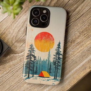Camping Adventure Phone Case | Tent and Sunset Design for Nature Lovers | Camping Gift | iPhone & Samsung Case for Outdoor Enthusiasts