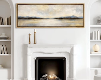 Abstract Mountain Wall Art Framed, Earth Tone Landscape Print, Large Modern Mountain Canvas, Minimalist Nature Decor