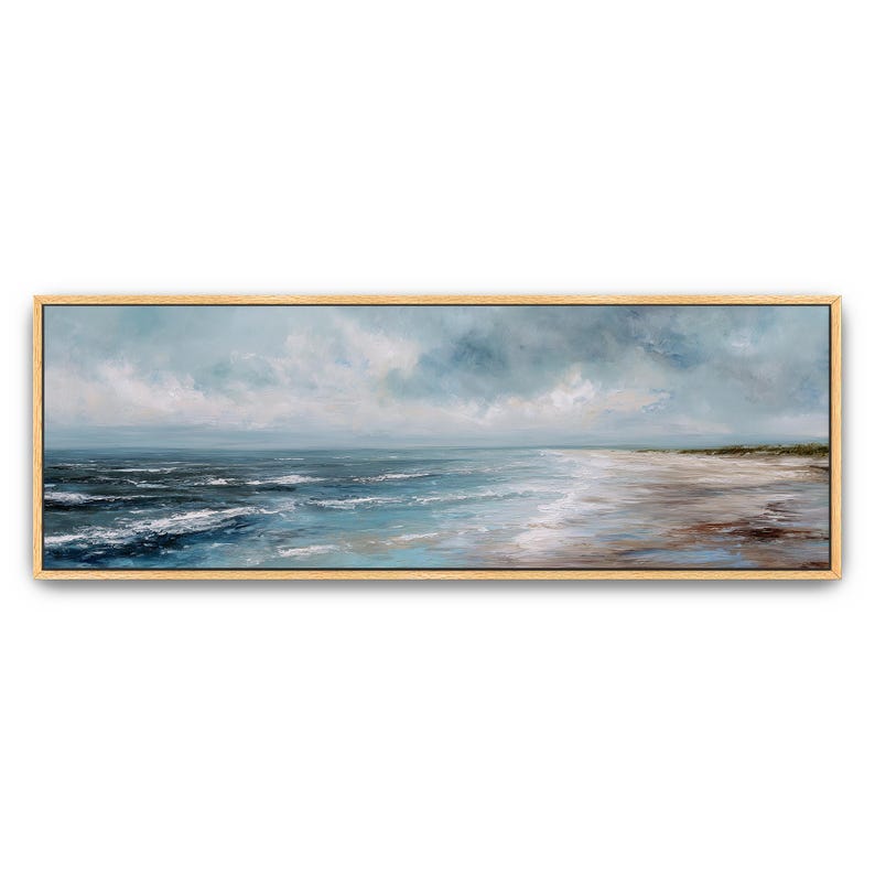 Large Panoramic Beach Wall Art, Abstract Ocean Oil Painting Canvas ...