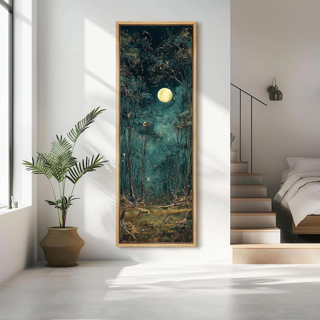 Dark Academia Moonlit Forest Canvas Print - Vintage Gothic Decor - Etsy