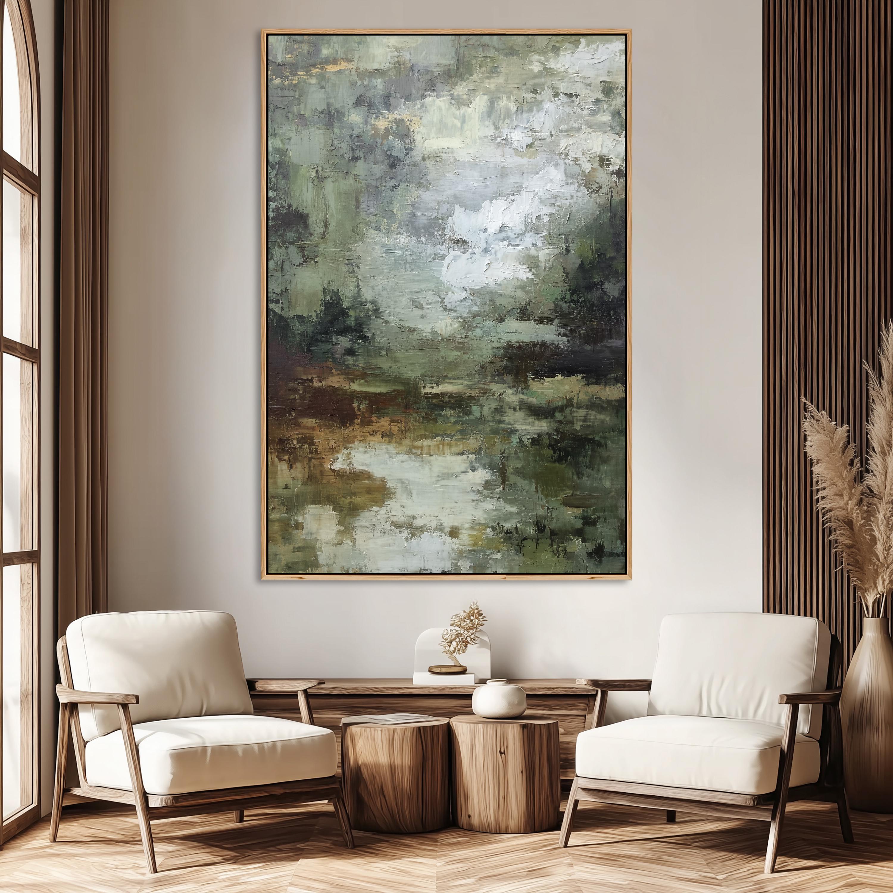 Abstract Forest Landscape Wall Art | Large Framed Canvas Print | Dark ...