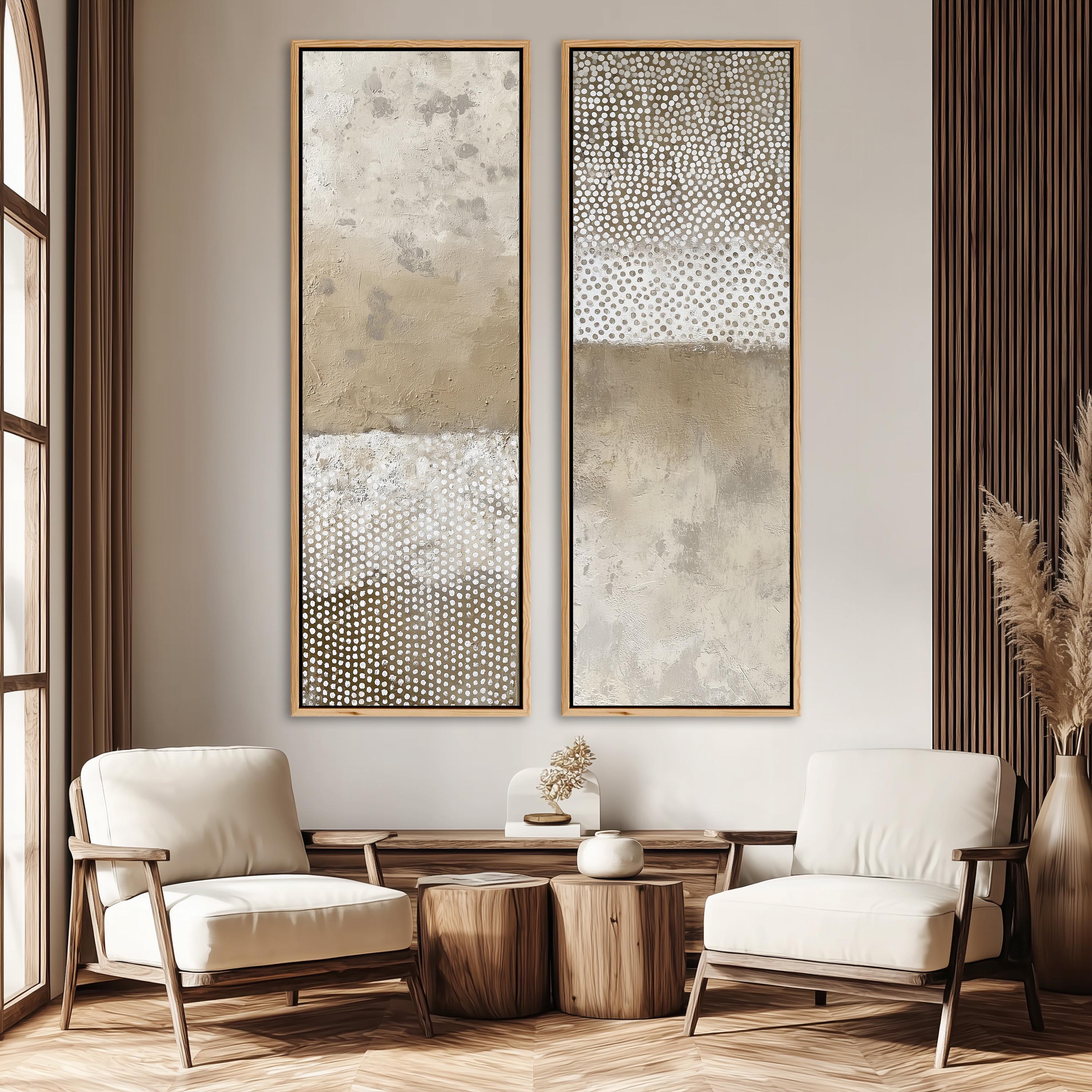 Large Wabi Sabi Minimalist Abstract Wall Art - Framed Canvas Set of 2 ...