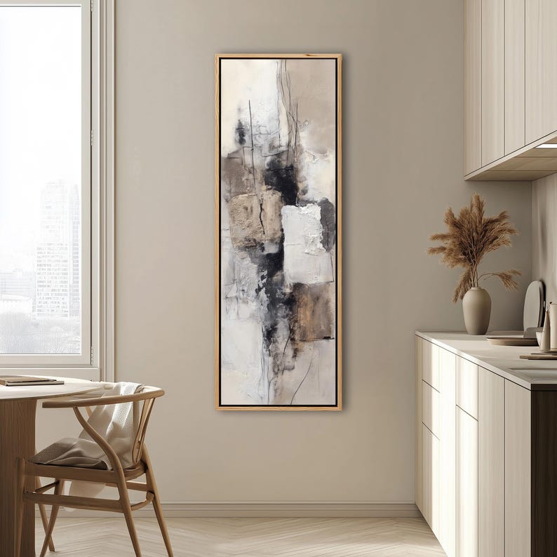 Wabi Sabi Abstract Wall Art, Framed Canvas Print for Narrow Spaces ...