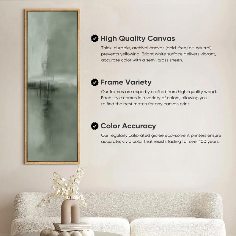 Sage Green Abstract Canvas Print, Organic Modern Framed Wall Art - Etsy