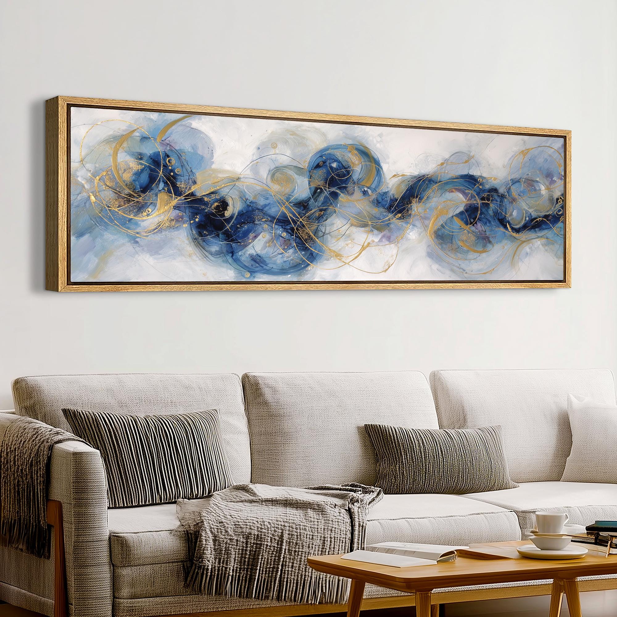 Abstract Blue and Gold Canvas Art Print, Modern Minimalist Decor - Etsy
