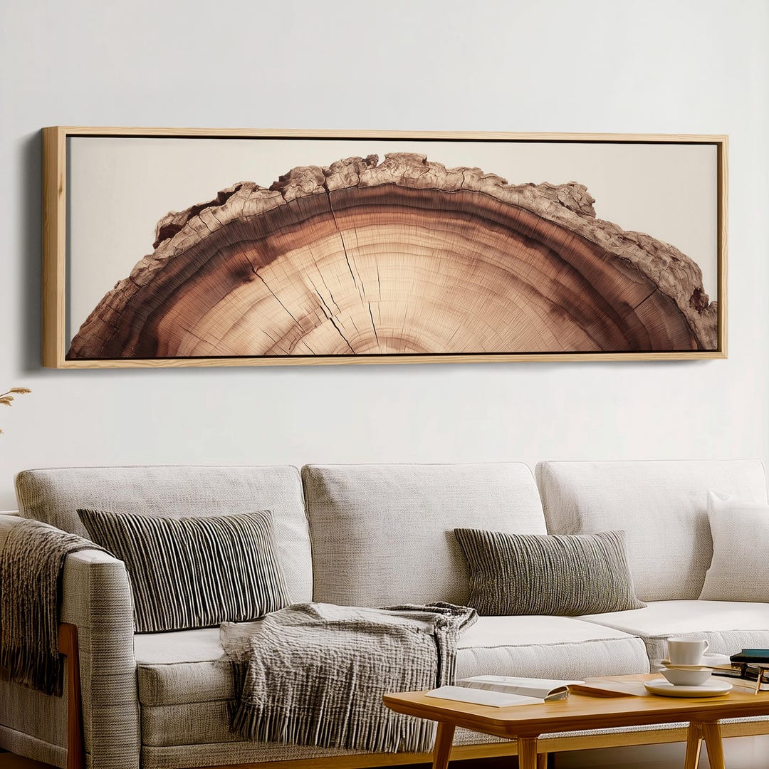 Tree Stump Rings Mural Framed Tree Ring Wall Art Set, Retro Wood Stump Wall Decor, Modern ...