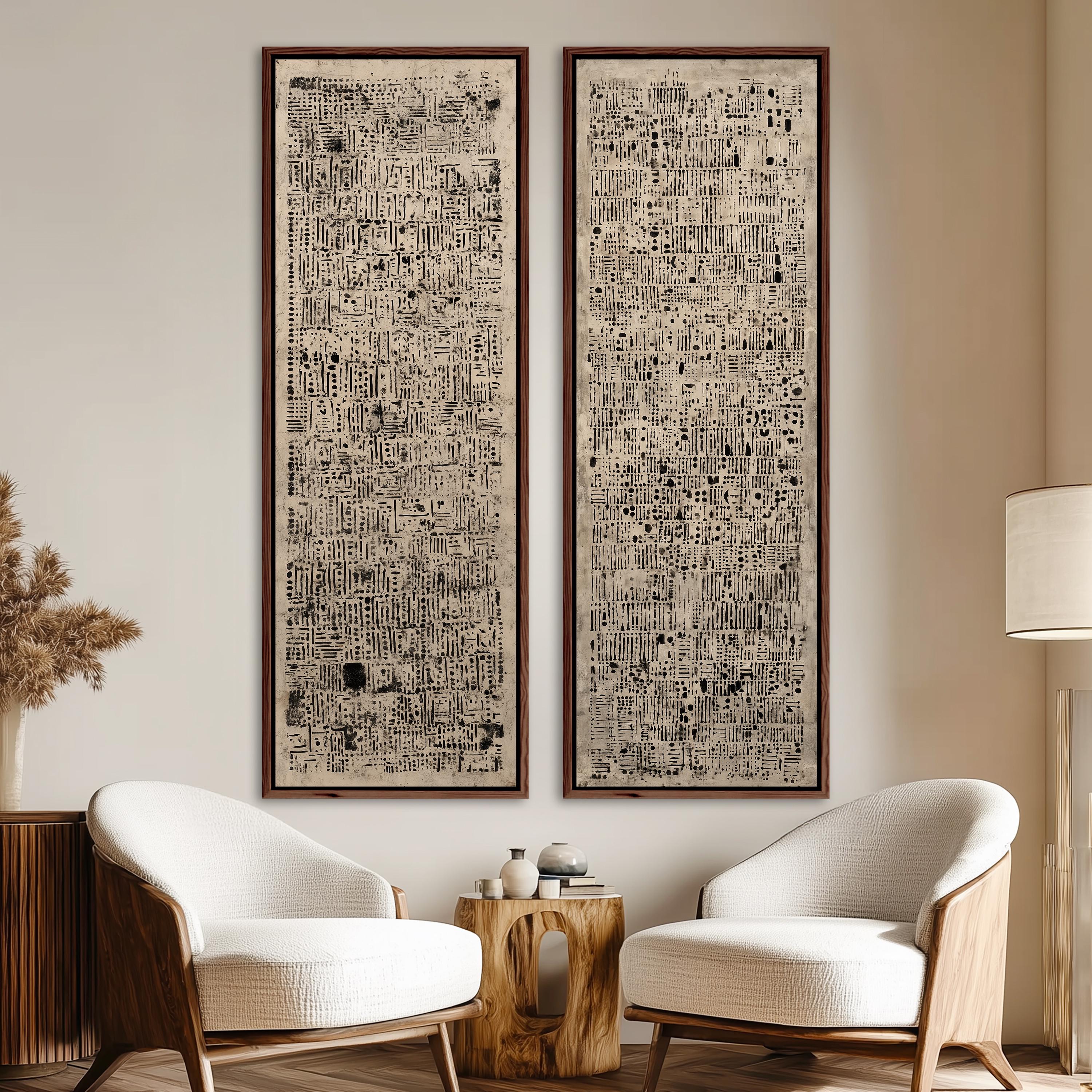 Wabi Sabi Abstract Wall Art Set of 2 | Black Beige Textured Pattern ...