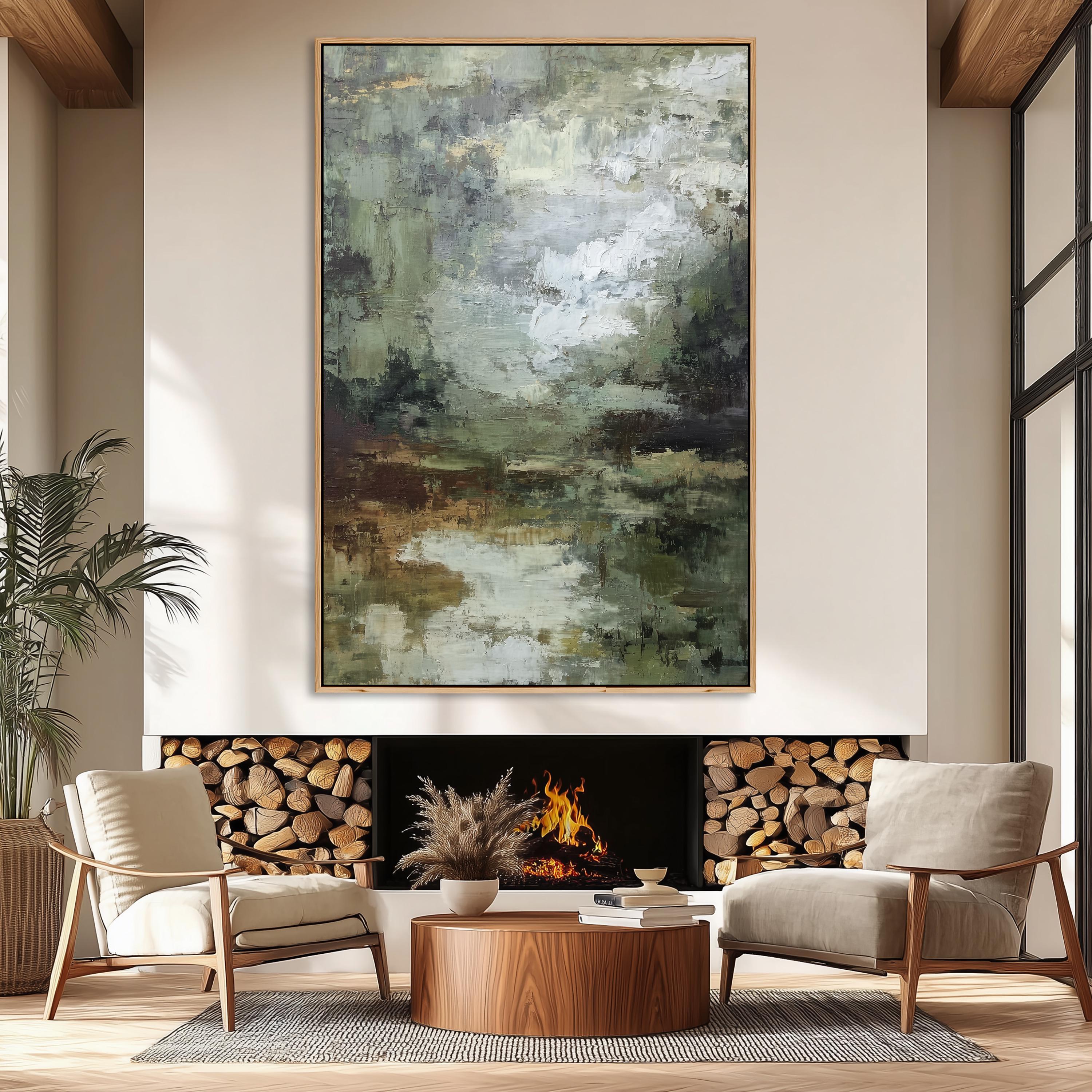 Abstract Forest Landscape Wall Art | Large Framed Canvas Print | Dark ...