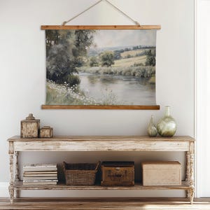 Wall Tapestry, Landscape Painting Oil Paintings Wall Hanging, Large Art, Canvas Tapestry, Wood Topped Home Decor, Nature Decor,