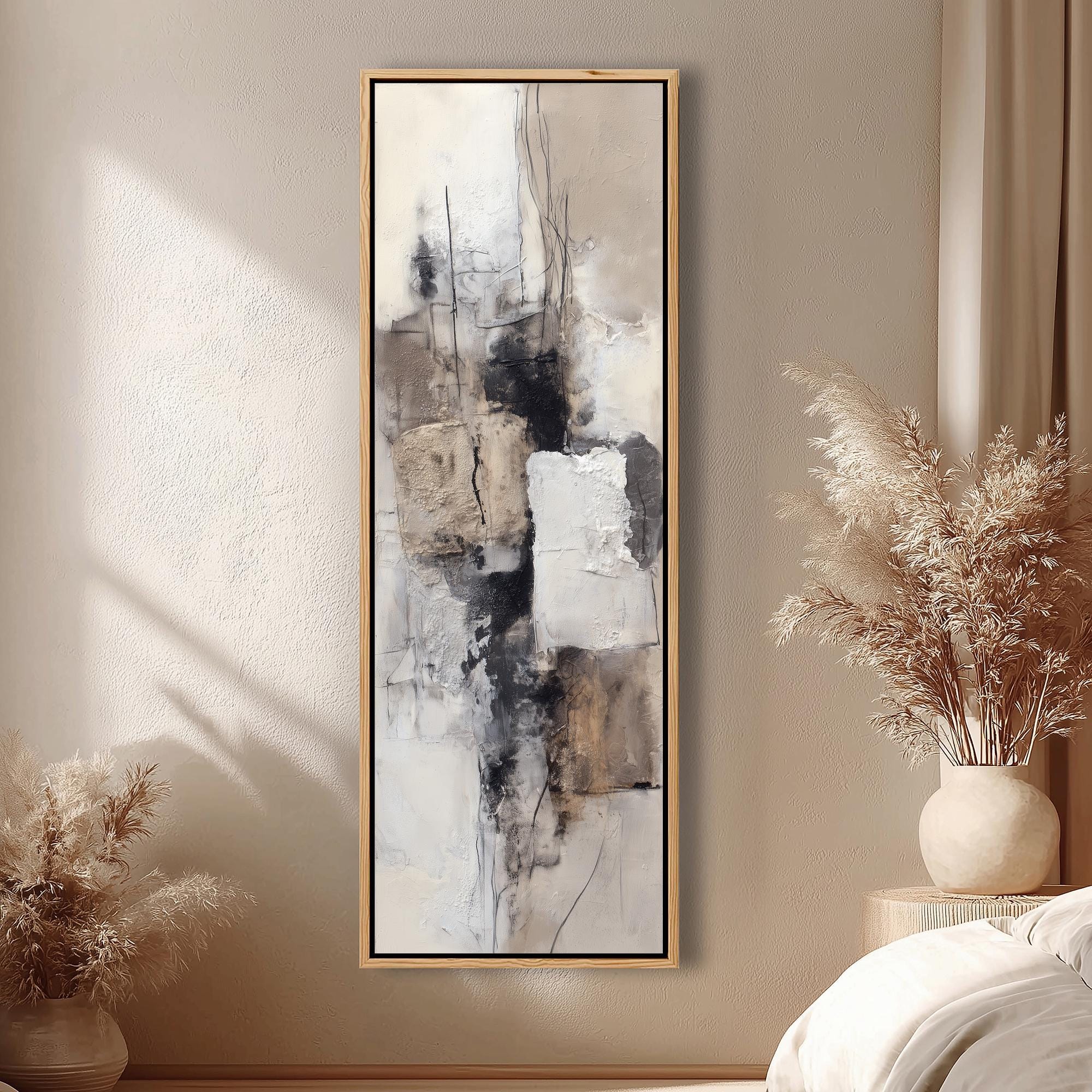 Wabi Sabi Abstract Wall Art, Framed Canvas Print for Narrow Spaces ...