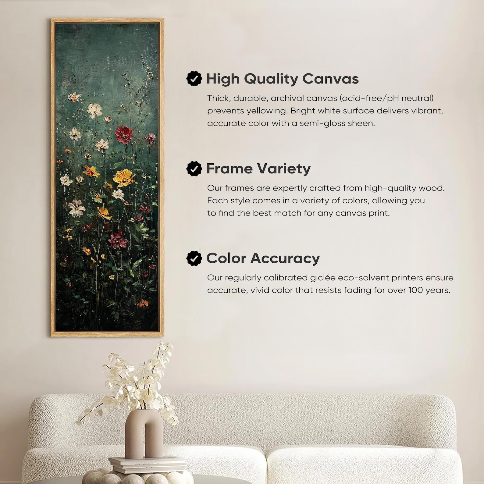 Framed Wildflower Field Canvas Art: Vintage Botanical Sign - Etsy
