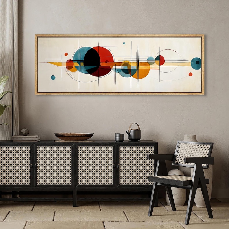 Mid Century Modern Abstract Wall Art, Wide Horizontal Canvas Print ...