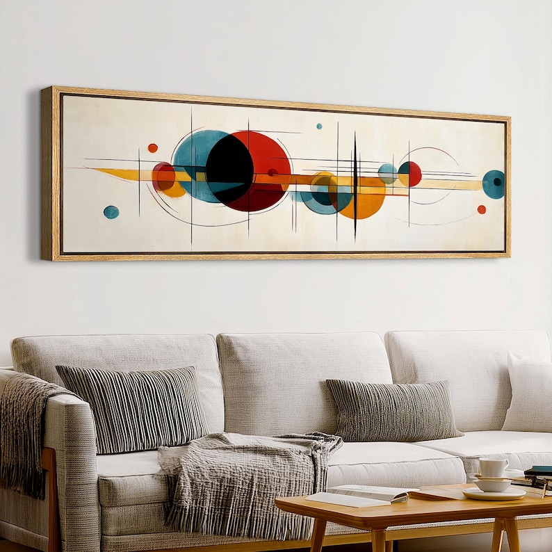 Mid Century Modern Abstract Wall Art, Wide Horizontal Canvas Print ...