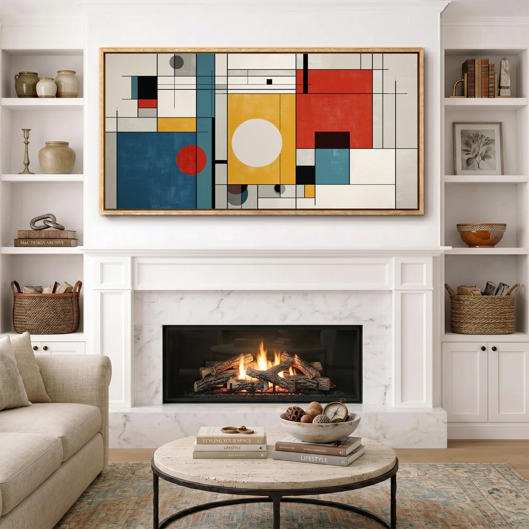 Large Bauhaus Geometric Wall Art Print, Mid Century Modern Abstract ...