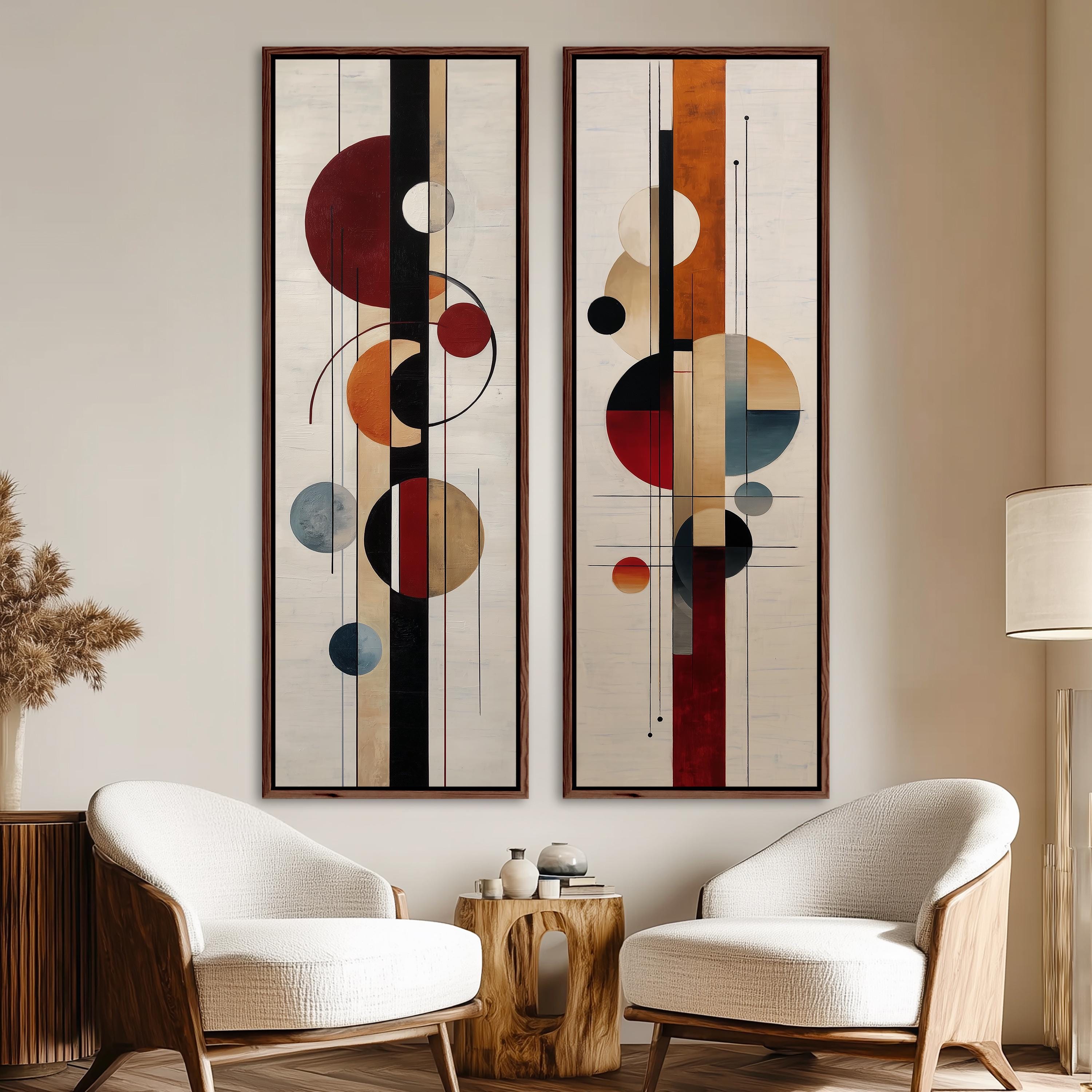 Set of 2 Mid Century Modern Geometric Framed Wall Art Prints - Etsy
