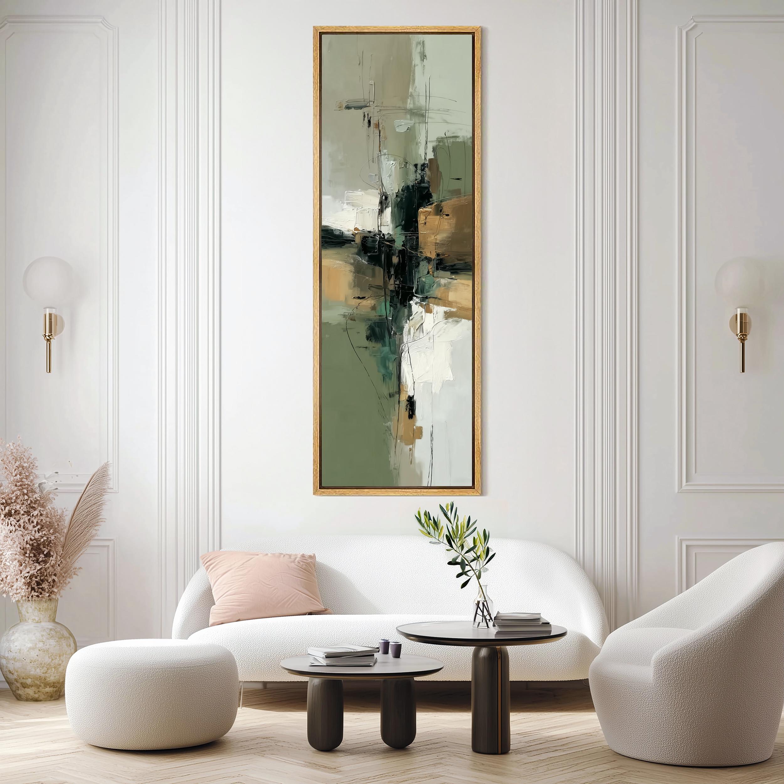 Sage Green Abstract Wall Art | Large Vertical Framed Canvas Print ...