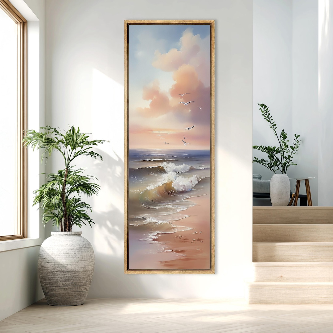 Framed Beach Canvas Print, Vertical Ocean Seascape, Coastal Wall Art - Etsy