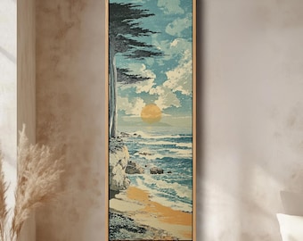 Coastal Big Framed Pictures Tall Narrow Vertical Wall Art