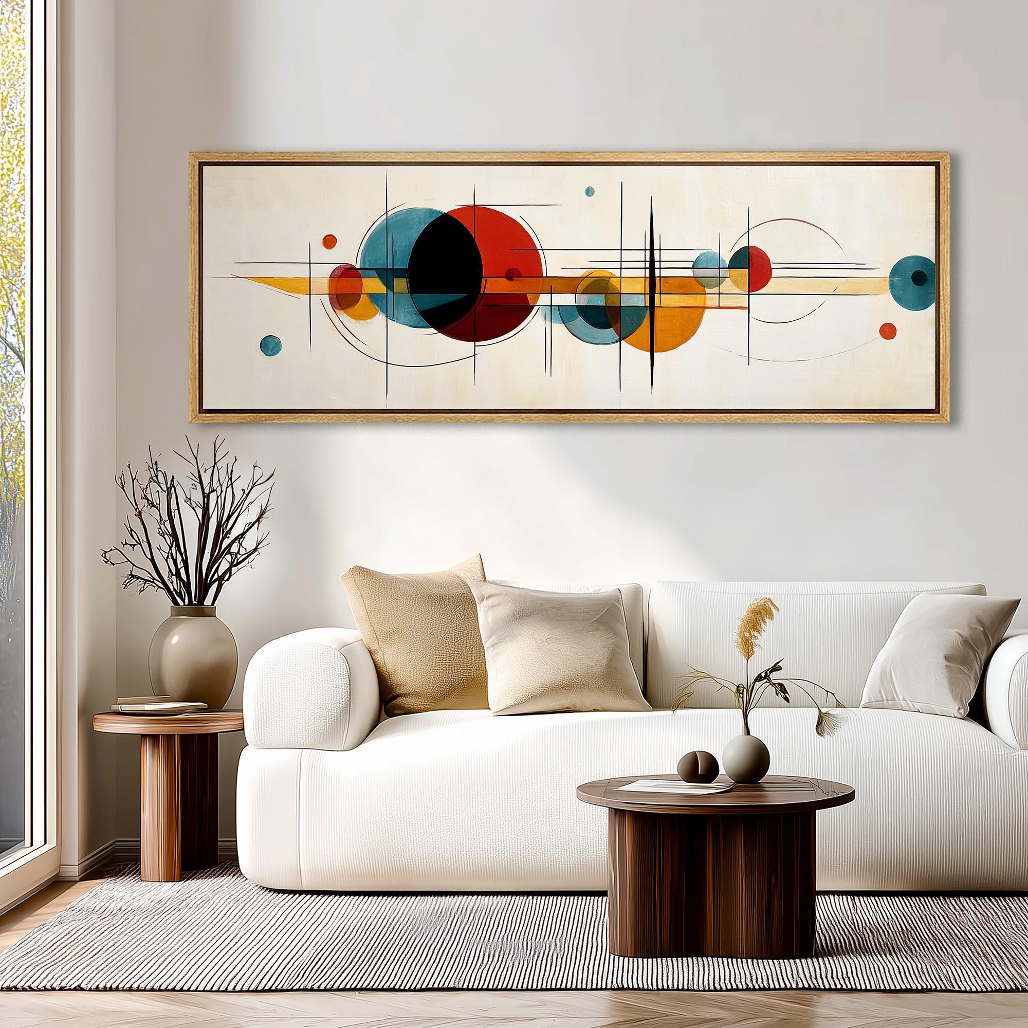 Mid Century Modern Abstract Wall Art, Wide Horizontal Canvas Print ...