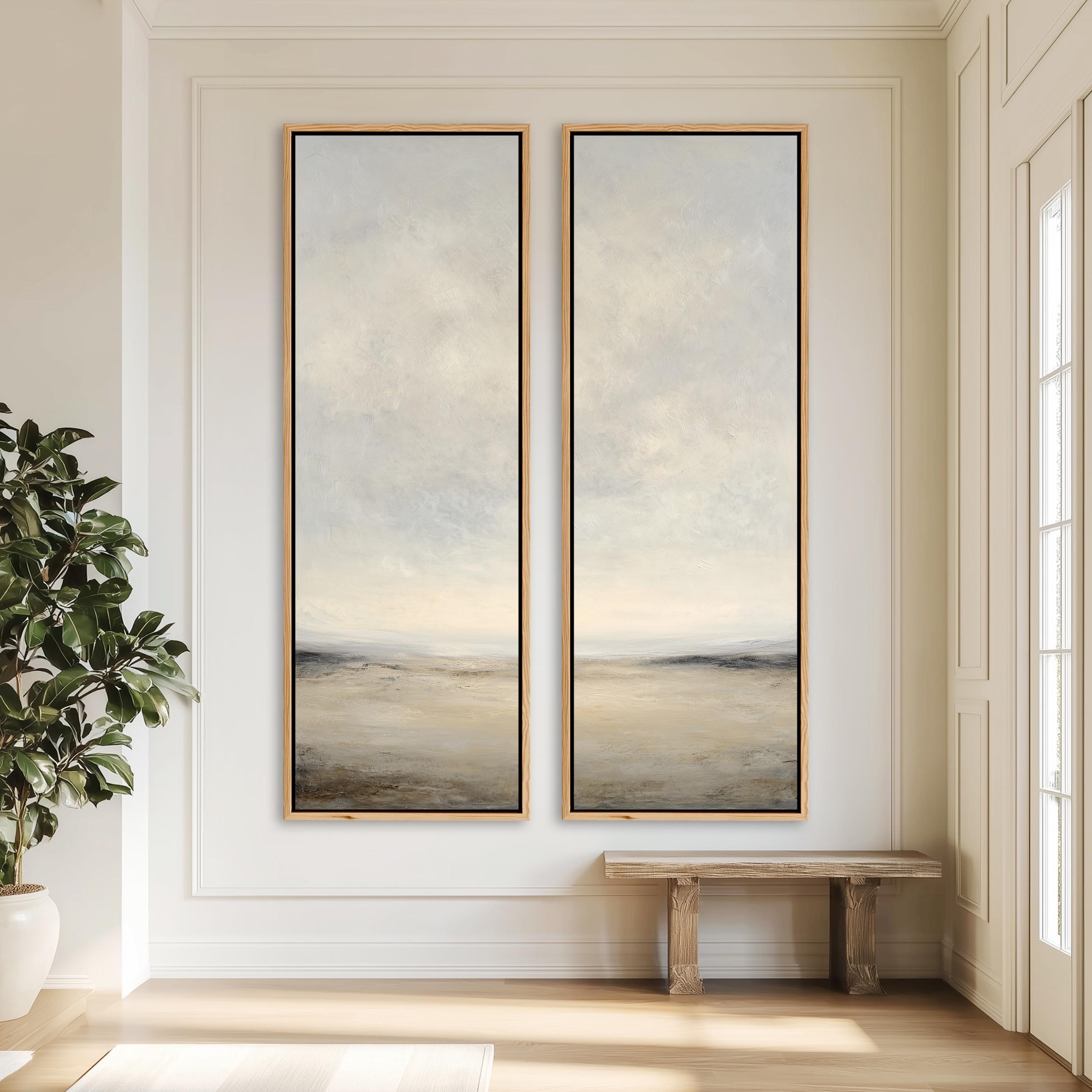 Neutral Abstract Wall Art, Set of 2 Vertical Large Beige Landscape ...