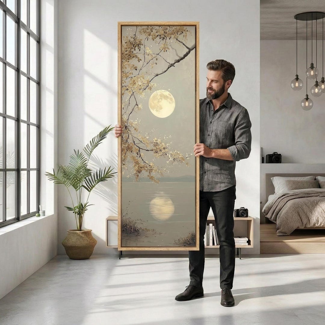 Japandi Canvas Wall Art, Neutral Scandinavian Framed Print, Wabi Sabi ...
