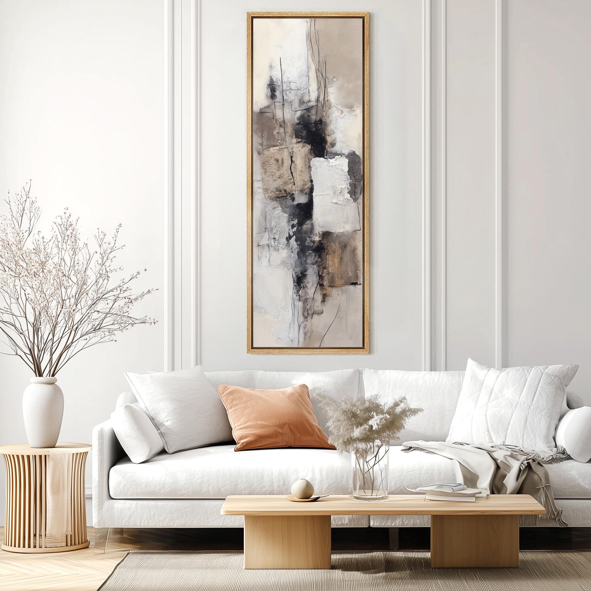 Wabi Sabi Abstract Wall Art, Framed Canvas Print for Narrow Spaces ...