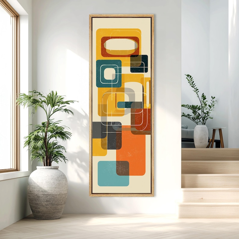 Mid Century Modern Abstract Wall Art, Large Retro Canvas Print ...