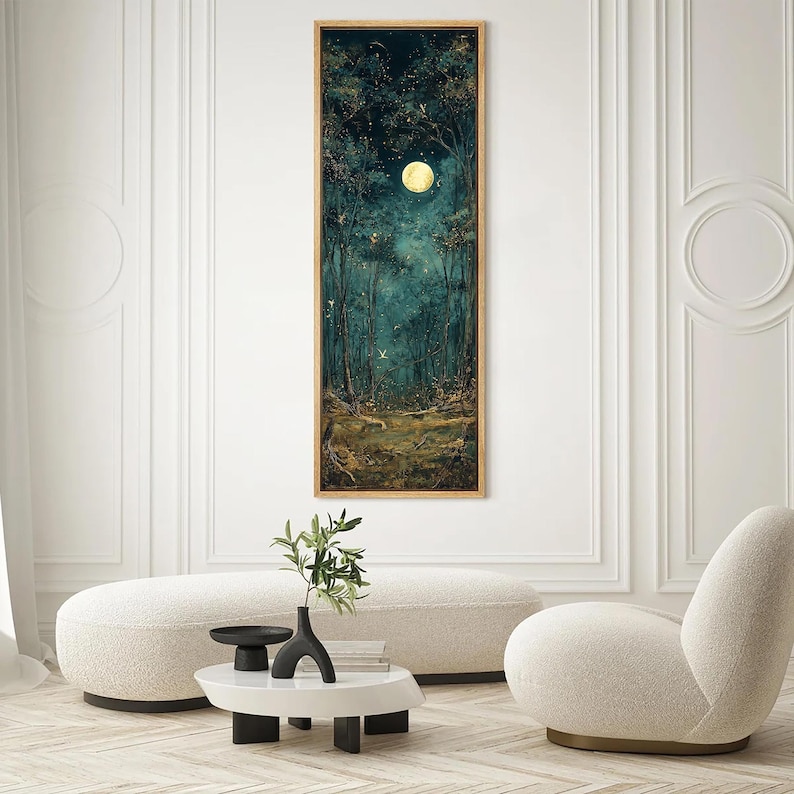 Dark Academia Moonlit Forest Canvas Print - Vintage Gothic Decor - Etsy
