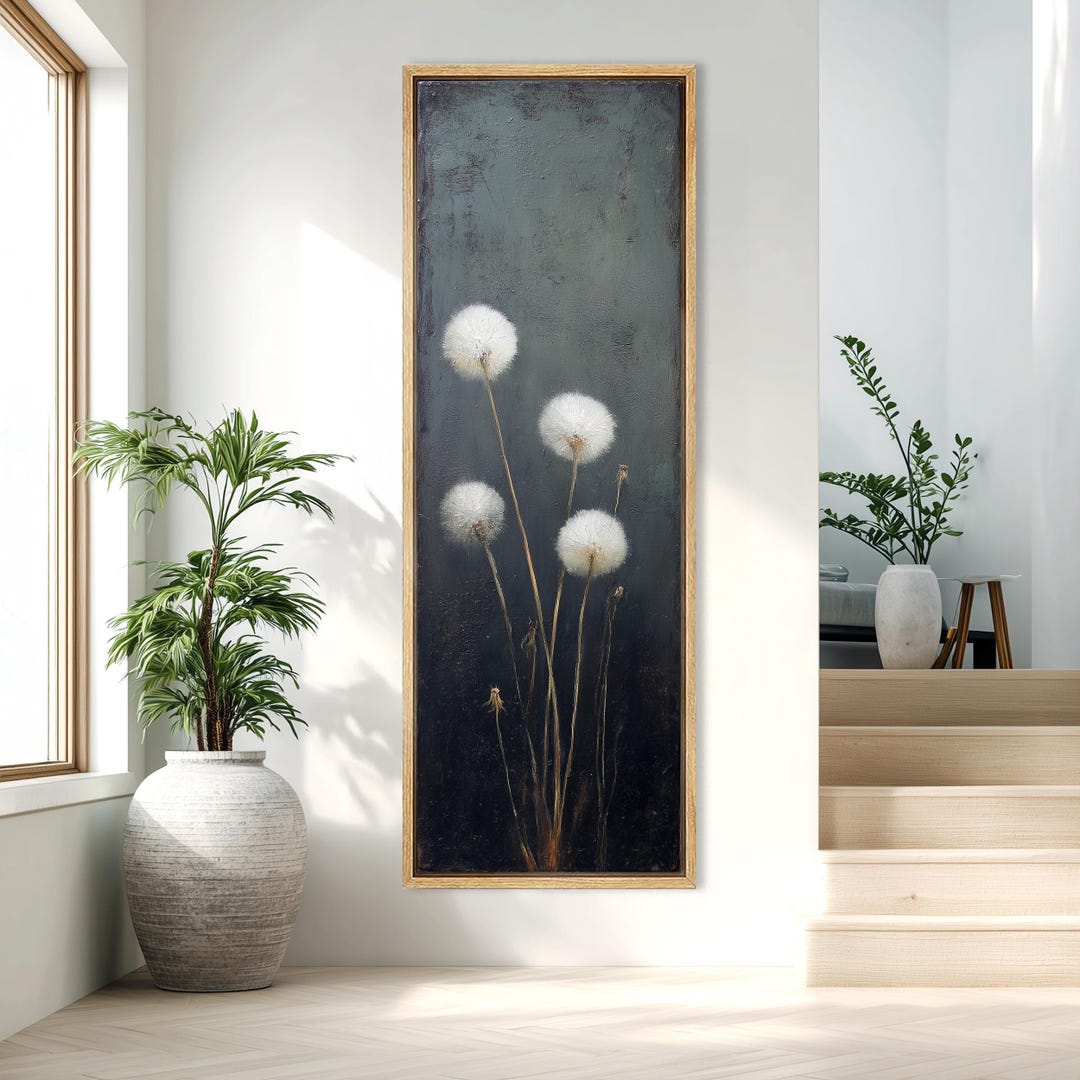 Vintage Dandelion Wall Art Print, Rustic Wildflower Art, Dark Academia ...