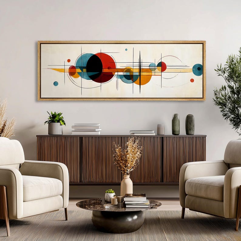 Mid Century Modern Abstract Wall Art, Wide Horizontal Canvas Print ...