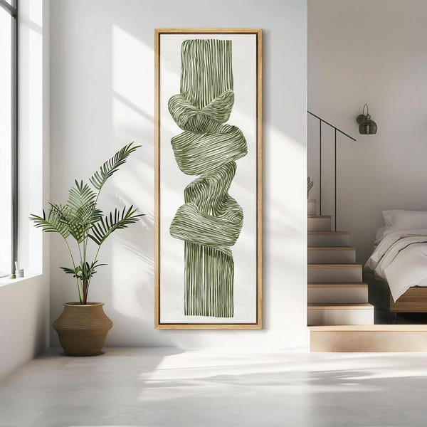 Abstract Green Botanical Simple Minimalist Extra Large Framed Wall Art Oversized Canvas Print