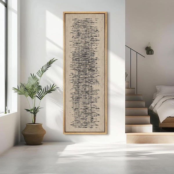 Geometric Line Abstract Brown Black Wabi Sabi Minimalist Extra Large Framed Artwork Wall Pictures