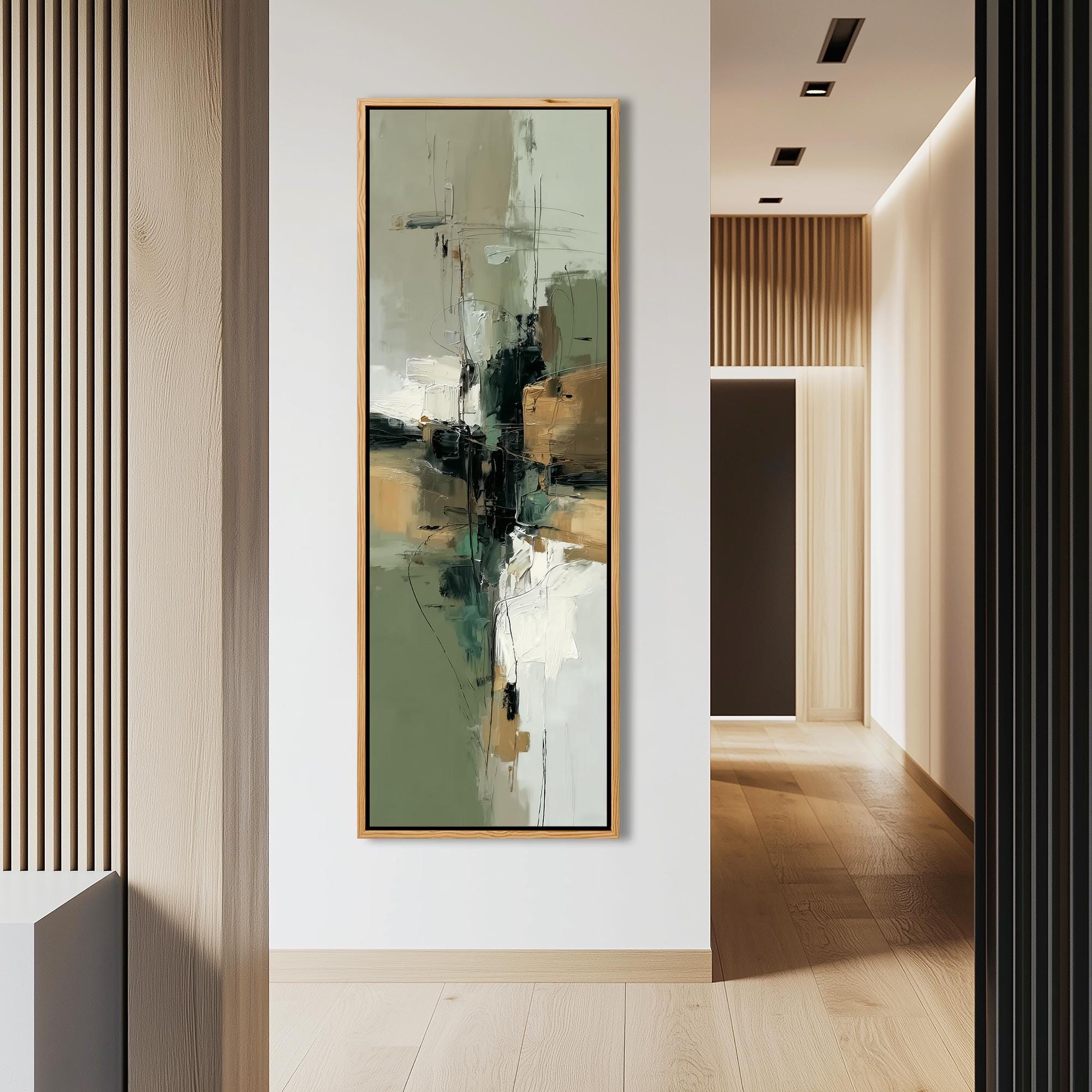 Sage Green Abstract Wall Art | Large Vertical Framed Canvas Print ...