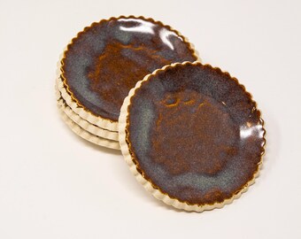 Set of 4 Scalloped Copper & Bronze Trinket Dishes
