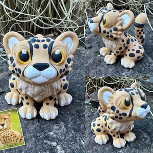 cheetah figurine, custom animal art, leopard lovers, cheetah art, cheetah painting, big cat art, big cat painting, gifts for zookeepers