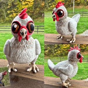 figurine de poulet, peinture d'animal de compagnie, propriétaires de poulet, amateurs de poulet, poule, coq, peinture de poulet, poussins, art de poulet, cadeaux fermiers