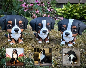 Figura personalizada de perro de montaña bernés, gran boyero suizo, berner, arte de perro de montaña bernés, bmd, monumento conmemorativo para mascotas, arte canino, bmd, adorable