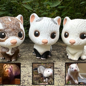 custom ferret figurine, custom pet painting, ferret lovers, ferret art, gifts for ferret owners, pet memorial, unique pet art, cartoony art