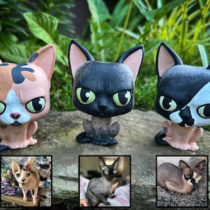 sphynx cat figurine, naked cat, hairless cat, elf sphynx, pet memorial, gifts for pet lovers, sphynx cat art, custom cat painting, cat lover