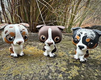 custom aussie figurine, australian shepherd, miniature american shepherd, toy aussie, mini aussie, pet memorial, pet art, dog painting, dogs