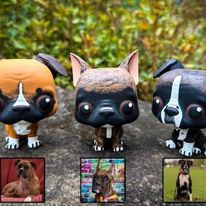 custom boxer figurine, cartoony dog statue, boxer dog, boxer painting, boxer art, dog painting, pet memorial, gifts for dog lovers, dog art