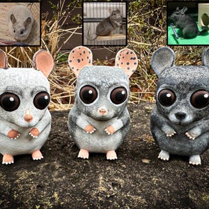 custom chinchilla figurine, cartoon pet art, pet memorial, chinchilla painting, chinchilla gifts, exotic animal owners, chinchilla art