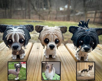 custom chinese crested figurine, chinese crested dog, hairless dog, pet memorial, custom dog painting, dog art, dog sculpture, pet painting