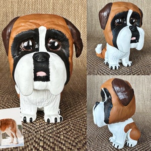 saint bernard figurine, st bernard lovers, saint bernard painting, big dog lovers, pet memorial, st bernard art, beethoven dog, big dog art