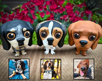custom coonhound figurine, english coonhound, redbone, blue-tick, treeing walker, coonhound painting, black and tan coonhound, pet memorial