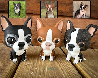 custom boston terrier figurine, boston terrier lovers, tuxedo dog, boston dog, pet memorial, boston terrier gifts, dog painting, terriers