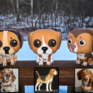 custom beagle figurine, cartoony dog statue, beagle art, beagle lovers, dog figurine, pet memorial, custom dog art, beagle painting, beagles