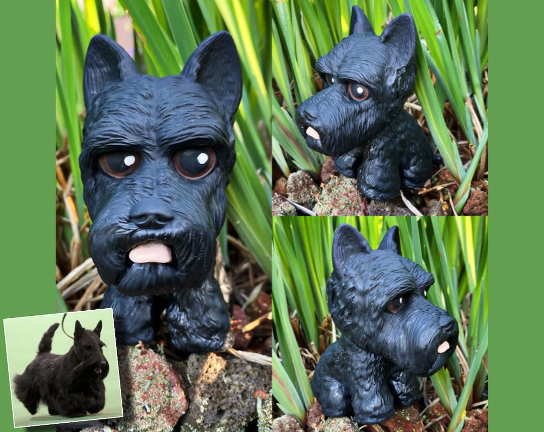 Scottish Terrier Figurine, Scottie Dog, Scottish Terrier Painting
